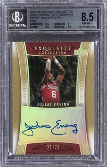 2004-05 UD "Exquisite Collection" Enshrinements Autographs Red #ENJE1 Julius Erving Signed Card (#25/25) – BGS NM-MT+ 8.5/BGS 10